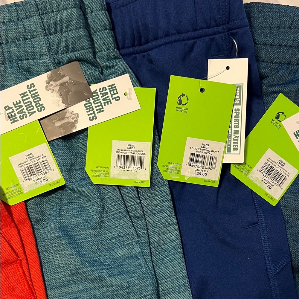DSG Men’s Gym Athletic Shorts Size Large Bundle- Red-Navy Blue-Dark Royal-Teal - Picture 3 of 3